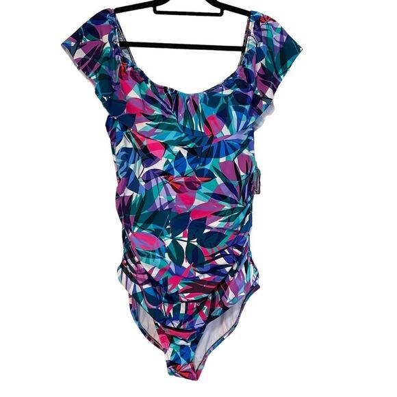 Swim‎ Solutions Waist Minimizer Tropical Print One piece Swimsuit NWT Size 18 - Picture 10 of 10